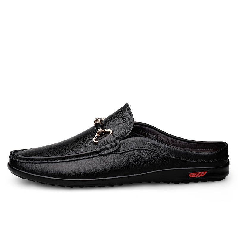 WENNAI Top Grain Cow Leather Casual Shoes Men's Black