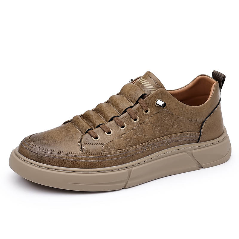 CKVUSAMG Cow Leather Casual Shoes Men's Khaki
