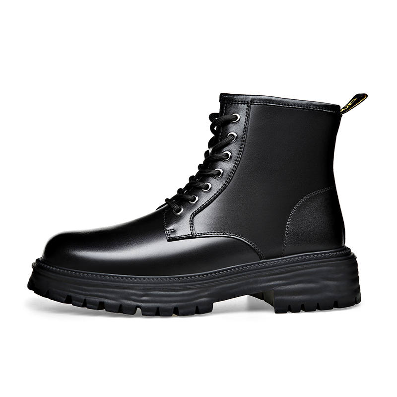 LUOMENG LUOMENG Cow Split Leather Crew Combat Boots 3cm Men's