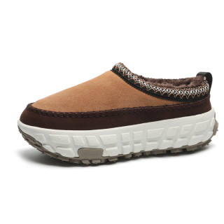 WEISHIBANGWEI Cow Suede Thermal Slip Resistant Tire Platform Design Thickened And Fleece Lined Ankle Length Snow Boots
