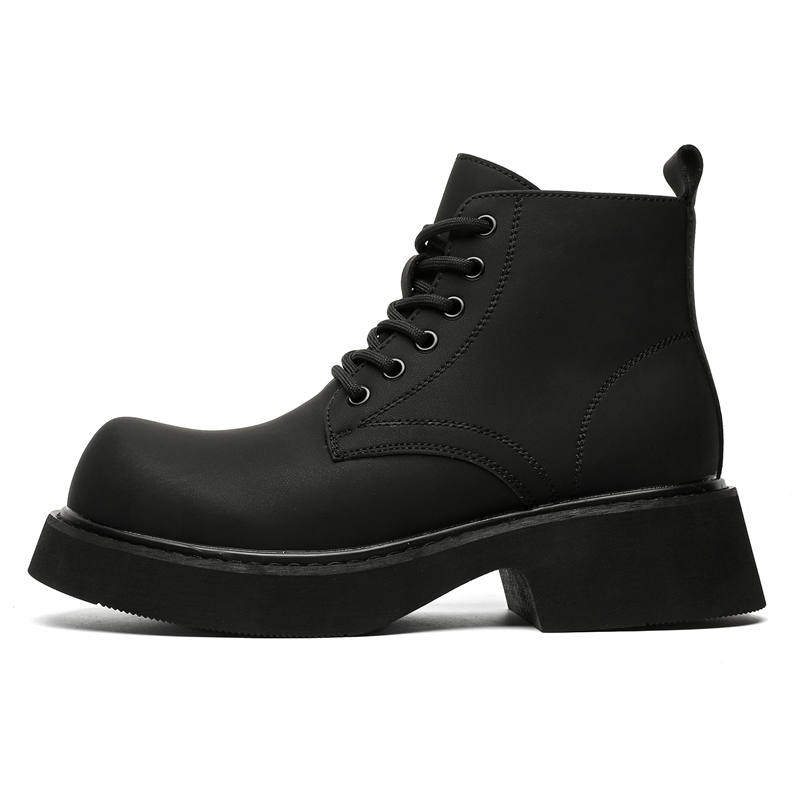 WEISHIBANGWEI WEISHIBANGWEI Microfiber Leather Short Combat Boots Men's Black