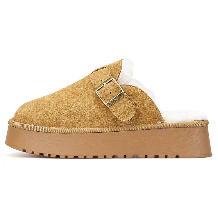Joy&Mario Fashion Versatile Fleece Lined Slip Resistant Closed Toe Slippers Women's