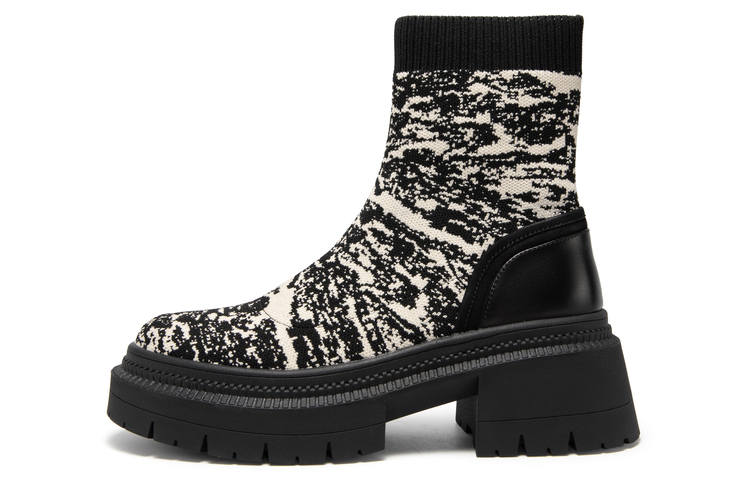 MIO MIO Stretch & Sock Boots Women's Black/White/Black