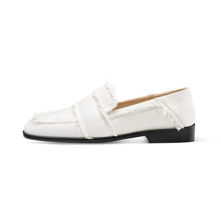 7or9 White Waves Denim Loafers 2.5cm Women's White