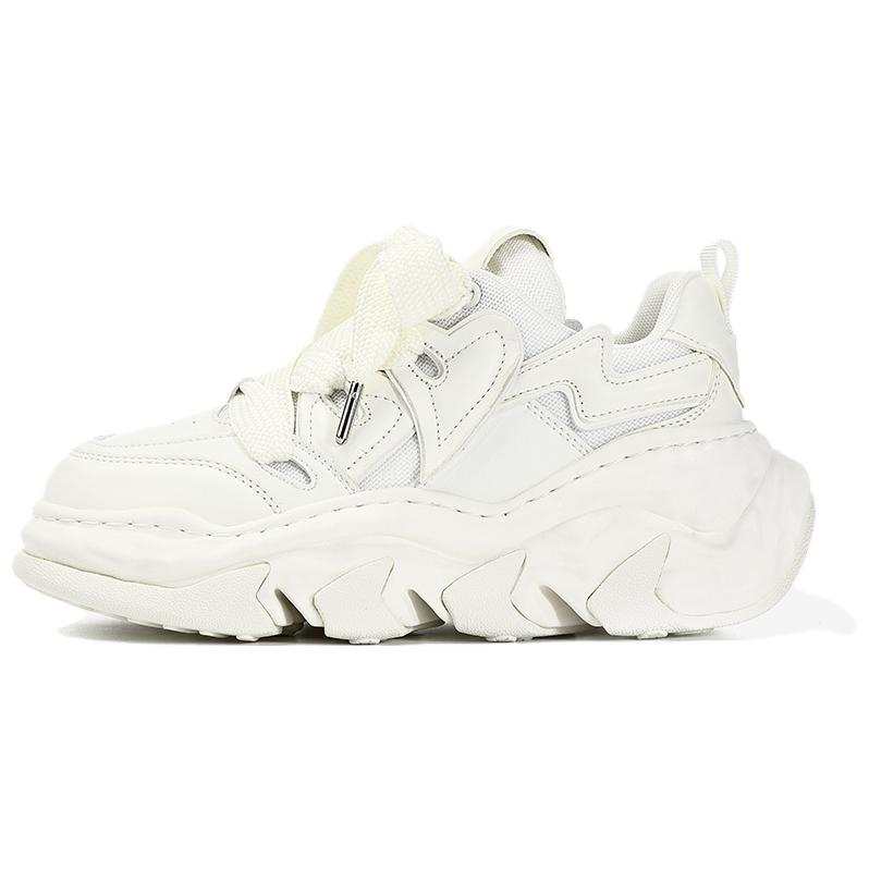 DIBO Cow Leather Low top Chunky Sneakers Women's White