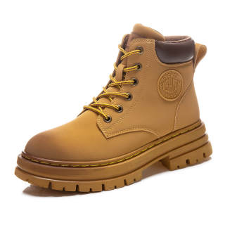 YISHUANGXIEDETONGHUA Cow Split Leather Short Combat Boots Women's