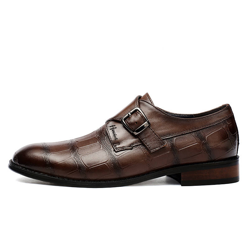 HAOXING Top Grain Cow Leather Casual Shoes Men's Brown