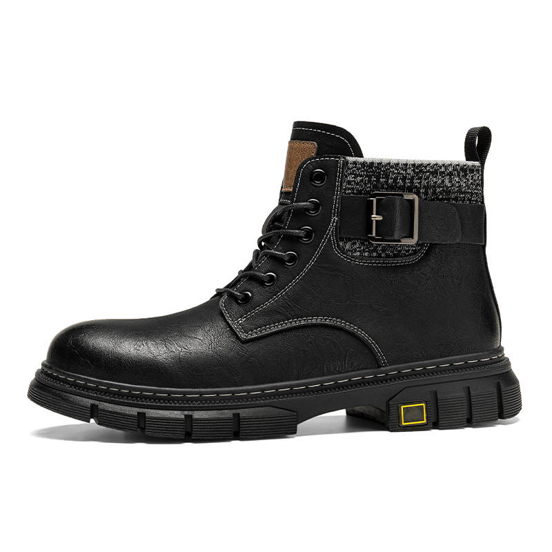 TOMAY TOMAY Cow Split Leather Crew Combat Boots Unisex