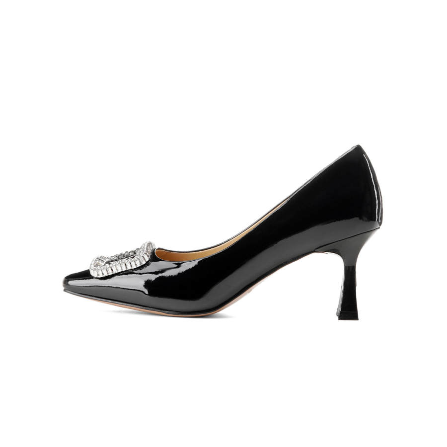 GOLDLION Cow Leather Chunky Heel High Heels 7cm Women's