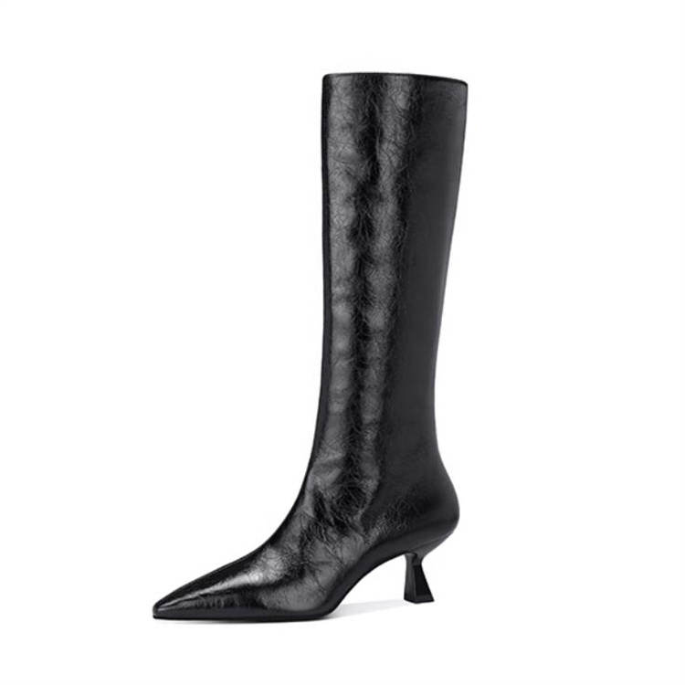 JESSICA SOPHIA Top Grain Cow Leather Knee high Boots 5CM Women's