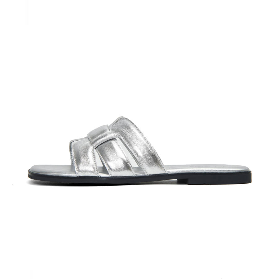 PT'SON PT'SON Slide Slippers Women's Ecru, Silver, Brown