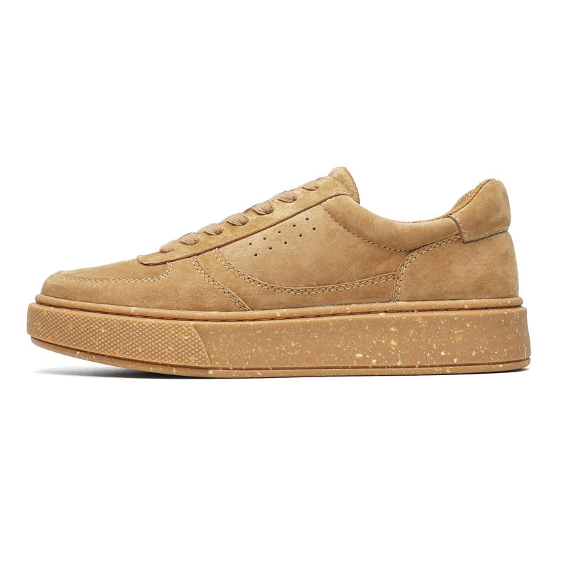 MINGYITU Pigskin Abrasion Resistant Breathable Abrasion Resistant Breathable Low top Skateboard Shoes Men's Yellow