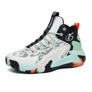 KAISER Cushioning Slip Resistant Abrasion Resistant Breathable Mid top Basketball Shoes Men's White Blue