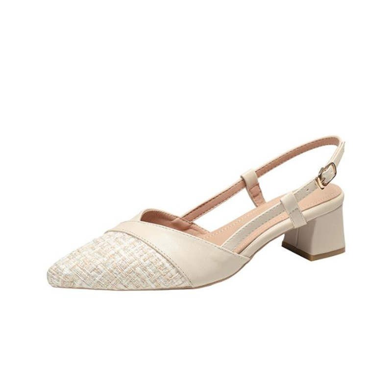 TATAYA Microfiber Leather Chunky Heel High Heels Women's Apricot
