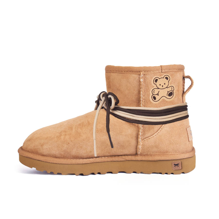 UGG Instantly Timeless Small Flower Sheepskin Thermal Abrasion Resistant Short Snow Boots Women's Caramel