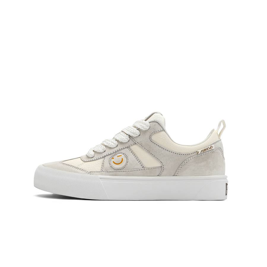 MINISO Skateboard Shoes Unisex Low Top Beige Gray