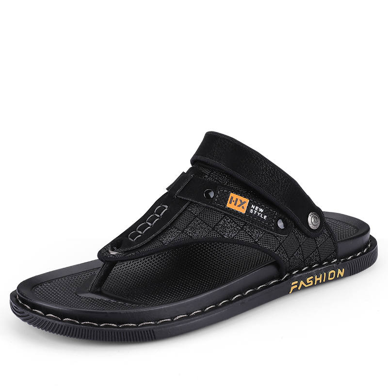 CAOZE Fashion Trend Rubber Sole Stitching Slip Resistant Slip Resistant Flip Flops Men's