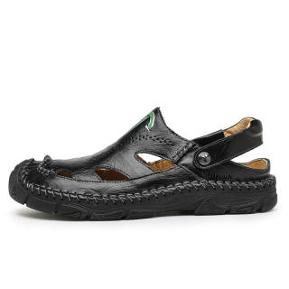 WENNAI Top Grain Cow Leather Abrasion Resistant River Trekking Shoes Men's Black
