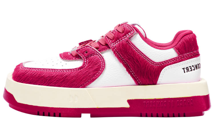 CHOCO CONCERT Cow Leather Horsehair Low top Stylish Skateboarding Shoes Unisex Fuchsia