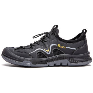 15 MINS Cow Leather Low top Casual Shoes Men's Black