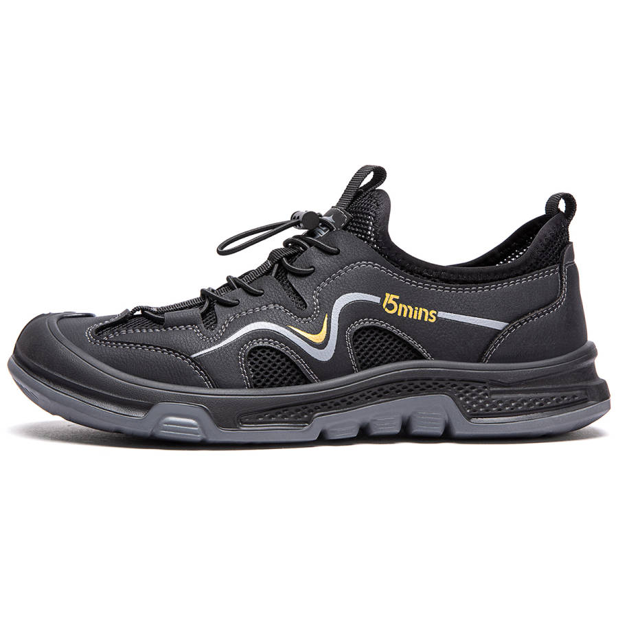 15 MINS Cow Leather Low top Casual Shoes Men's Black