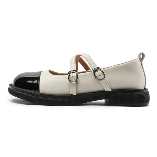 BOJUEMAO Cow Split Leather Fashion Mary Jane Shoes Women's