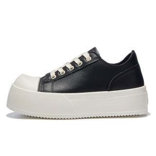 VICTORIA&VERA Synthetic Leather Slip Resistant Abrasion Resistant Low top Skateboard Shoes Unisex Black
