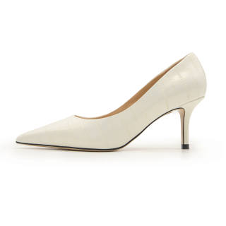 FED Cow Leather Slim Heel High Heels Women's Beige