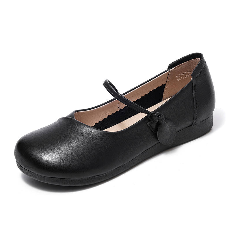 XINNUO Cow Leather Flat Mary Jane Shoes Women's