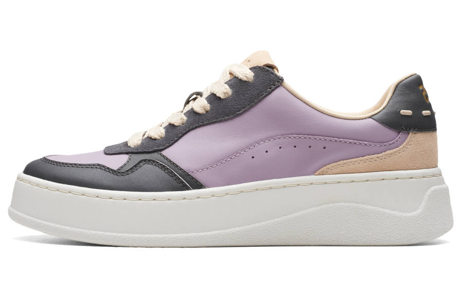 Clarks Lightweight Collection Cow Split Leather Low top Skateboard Shoes Women's Dark Blue Purple