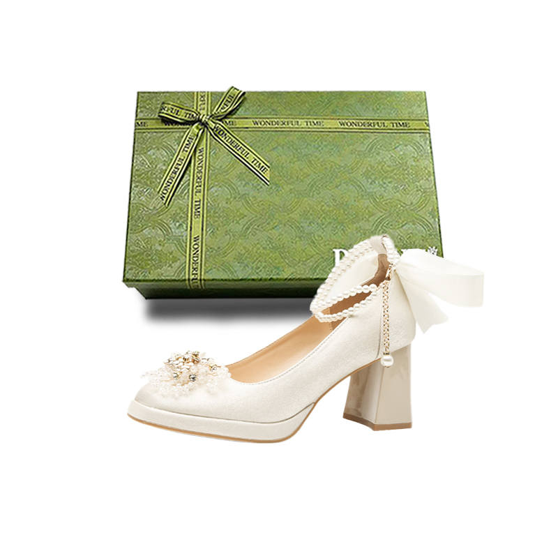 DUNNU Leather High Heels Women's Apricot