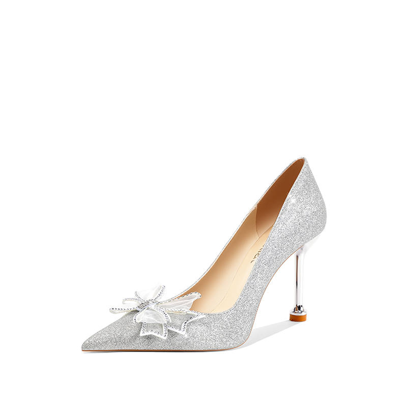 Crelinkxlat Princess Crystal Shoes Pu Slim Heel High Heels Women's