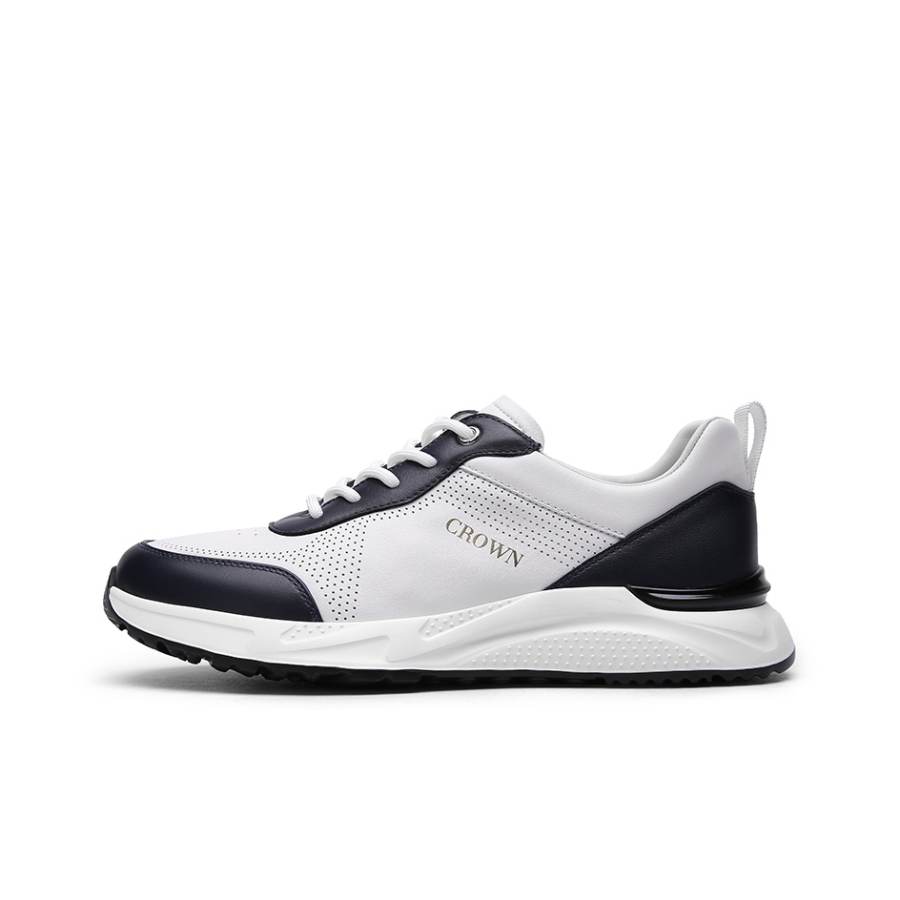 CROWN Cow Leather Abrasion Resistant Slip Resistant Low top Casual Shoes Men's