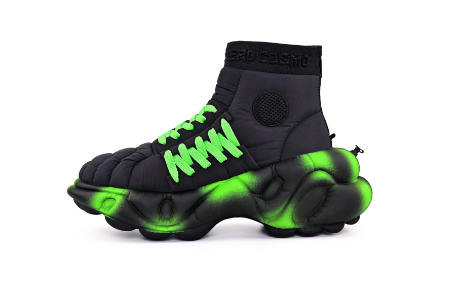 Z COSMOS ZERO COSMOS Weightless Collection Platform Shoes Unisex Black Green