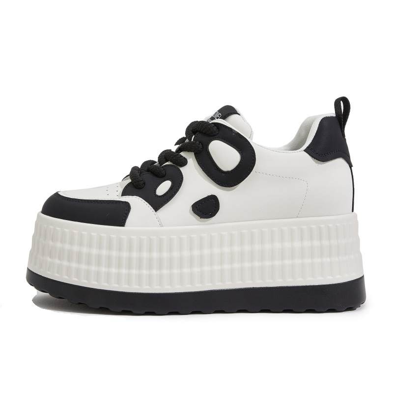 MILANLIANGE Microfiber Leather Height Increasing Height Increasing Low top Skateboard Shoes 8cm Women's