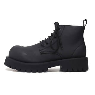 MOXU Cow Split Leather Short Combat Boots Men's Black