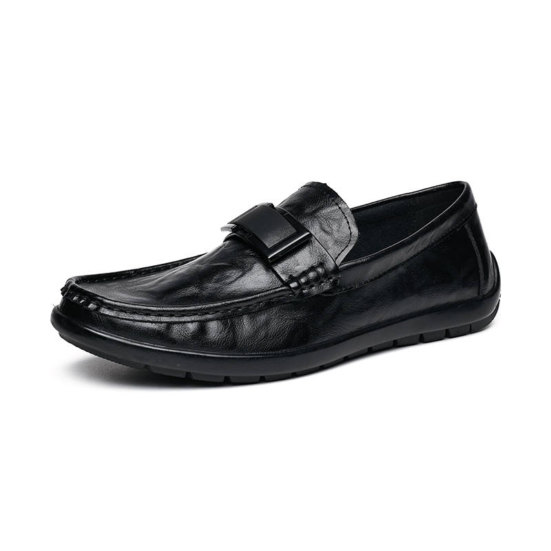 PINYI Cow Split Leather Casual Shoes Men's Black