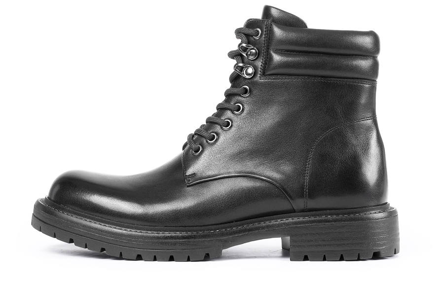 Desai Top Grain Cow Leather Short Combat Boots Men's Black