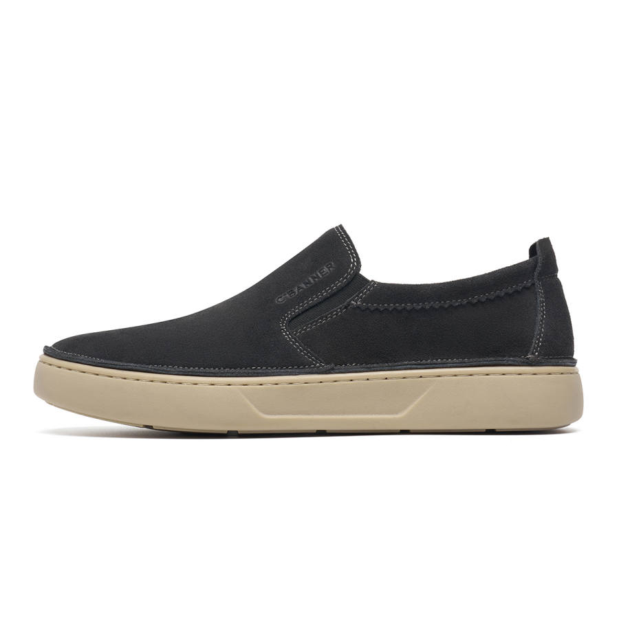 C°BANNER Cow Split Leather Casual Shoes Men's Dark Gray