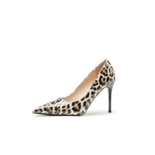 HKCP Patent Leather High Heels Women's Leopard Print