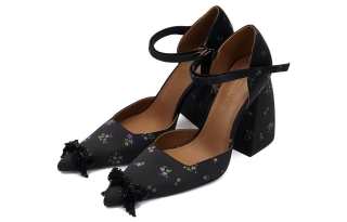 SHUSHU/TONG Fabric Chunky Heel High Heels 10.5cm Women's Black