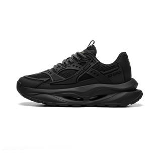 Meixi Mesh Breathable Height Increasing Low top Casual Chunky Sneakers Men's Carbon Black