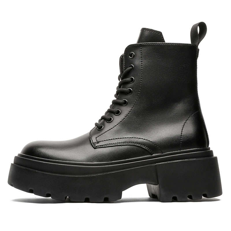 KAQIAODI Microfiber Leather Short Combat Boots Men's Black