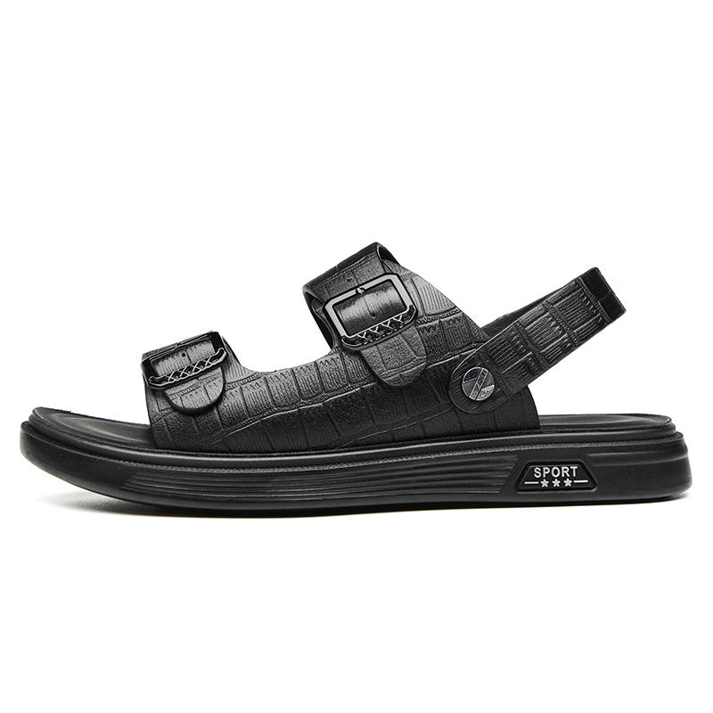 SHUPATE SHUPATE Cow Leather Beach Sandals Men's Black
