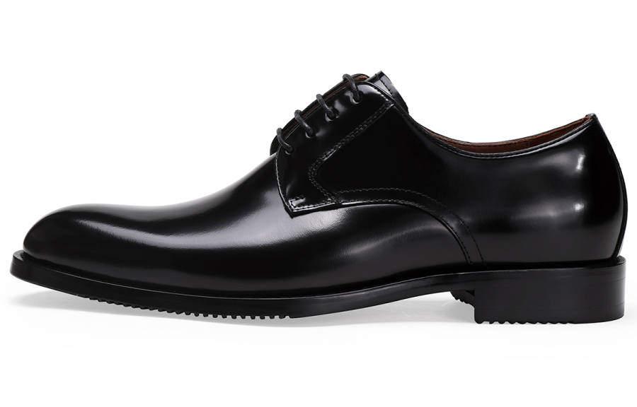 BOSSSUNWEN Top Grain Cow Leather Dress Shoes Men's Black