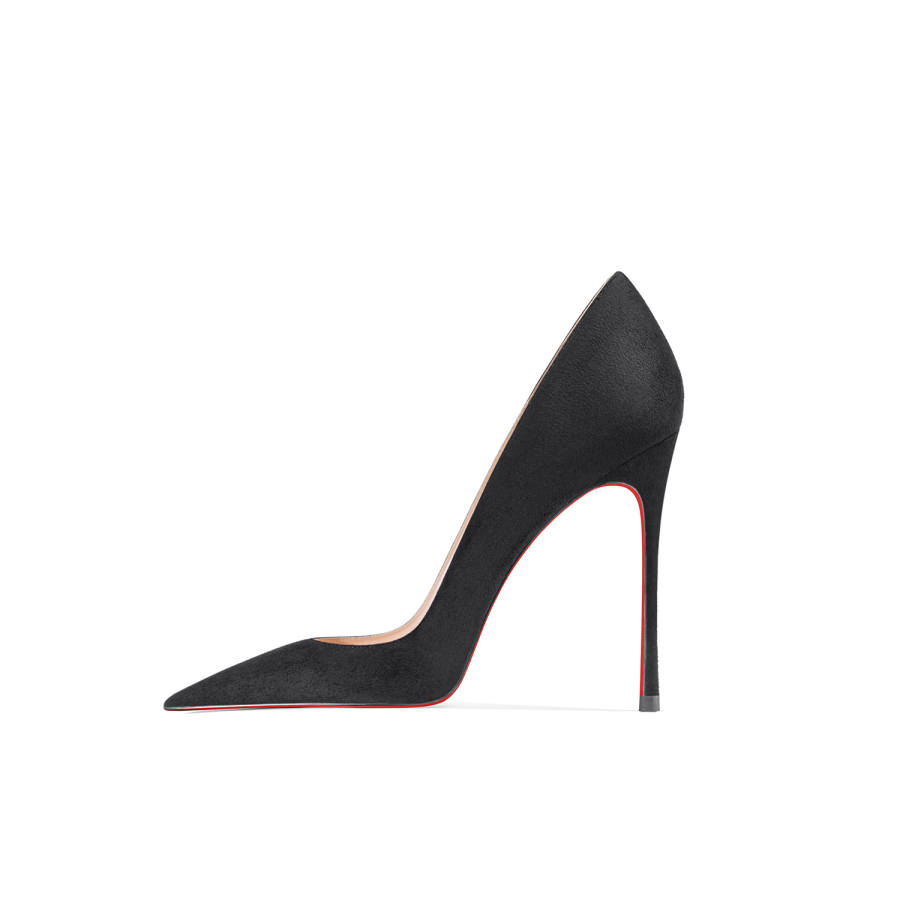 Ganxiaojie Suede Slim Heel High Heels Women's Black