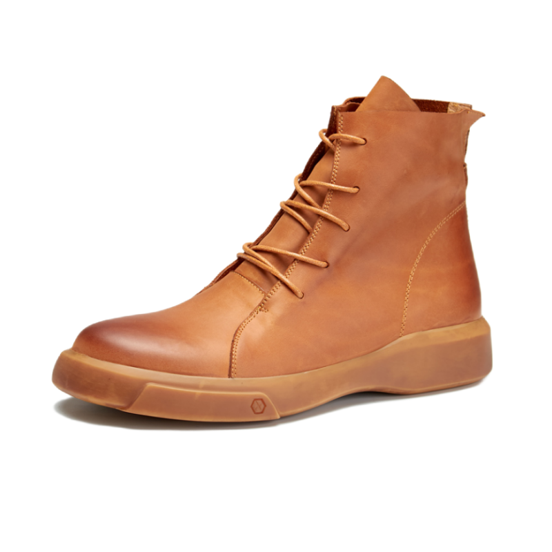 Brounvanm Brounvanm Top Grain Cow Leather Ankle Boots Men's