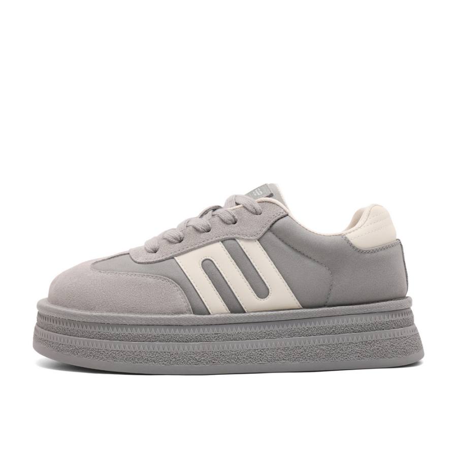 BELLE Synthetic Leather Slip Resistant Abrasion Resistant Low top Skateboard Shoes Women's Gray