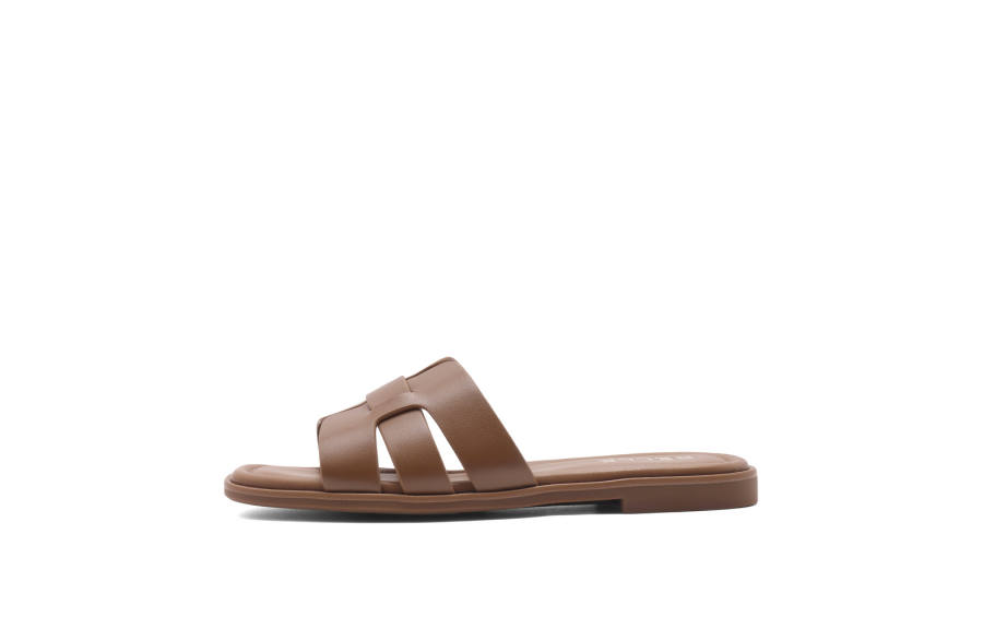 BELLE Rubber Sole Abrasion Resistant Abrasion Resistant Slide Slippers Women's Ecru, Brown