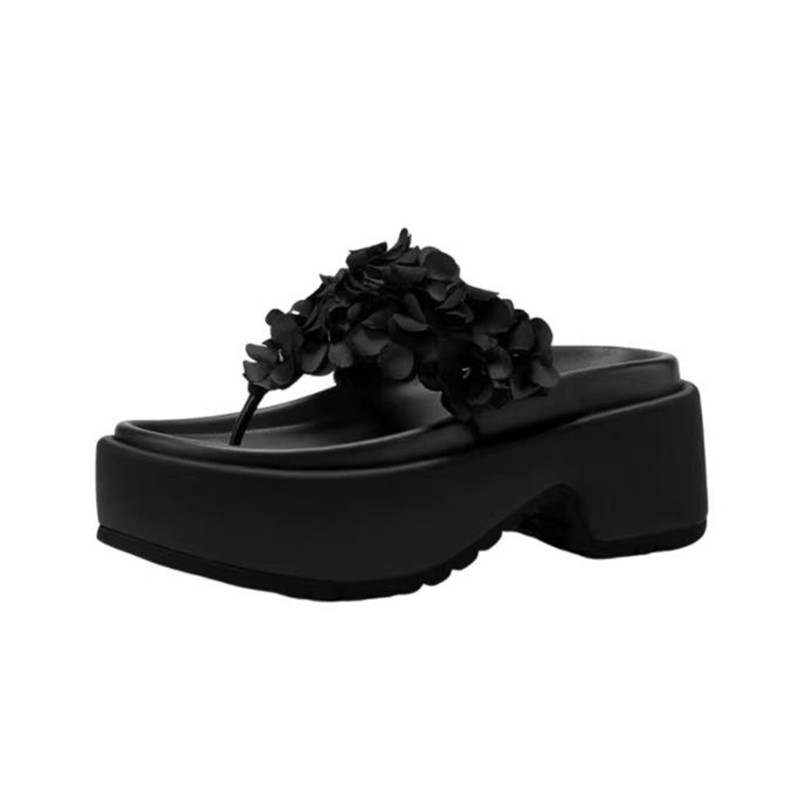 TATAYA Rubber Sole Quick Dry Flip Flops Women's Black